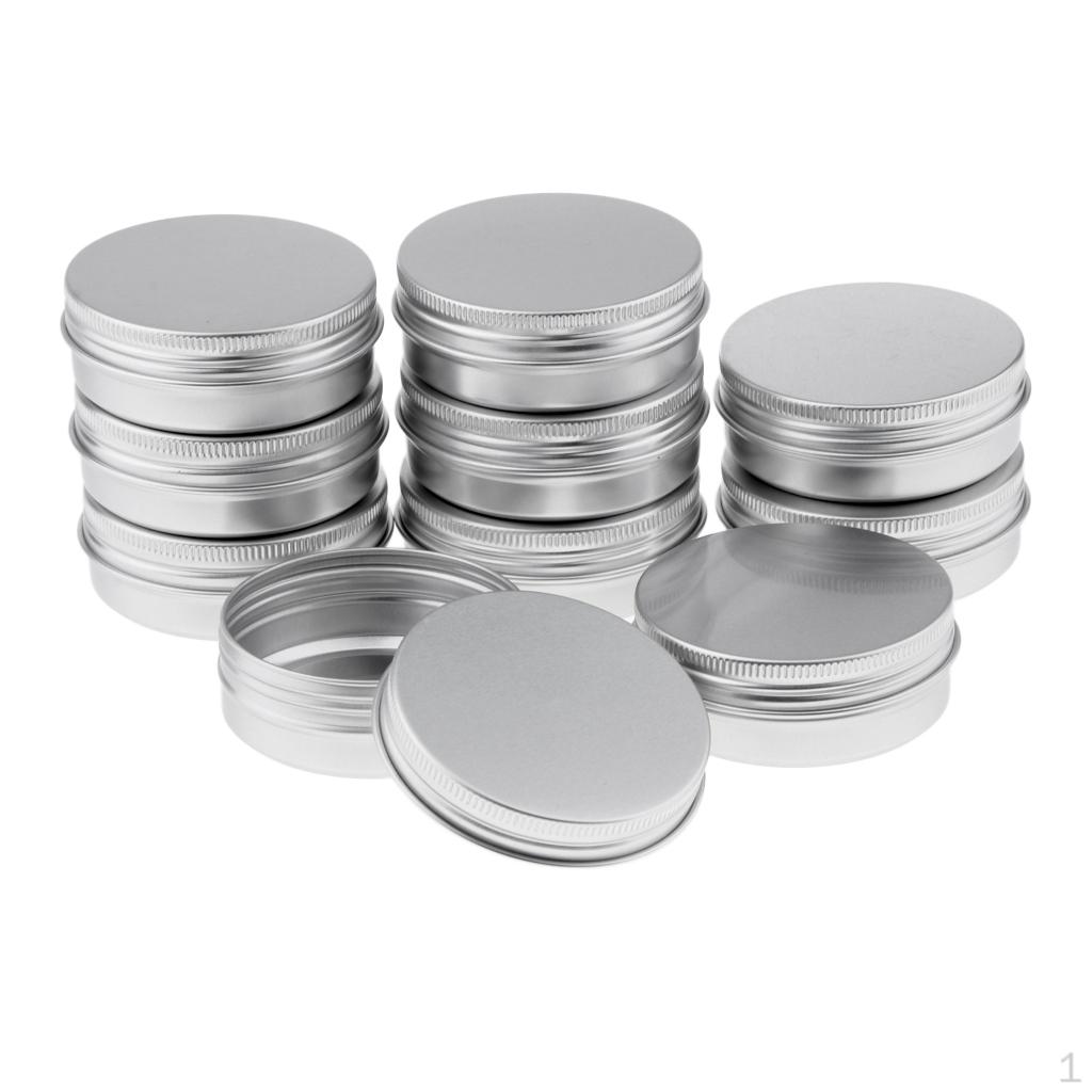10x Empty Aluminium Travel Jar Pot Container With Lid