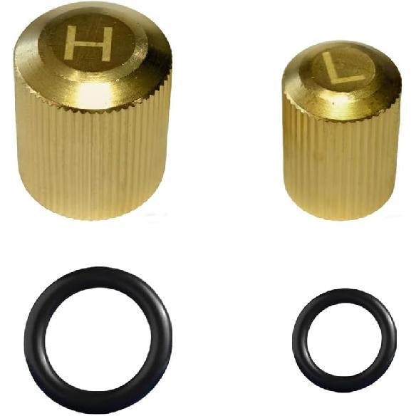 Brass Car AC Valve Caps for R134a System | Heavy-Duty High & Low-Side Service Port Caps | Leak-Proof Covers for Honda, Toyota, Subaru, & More
