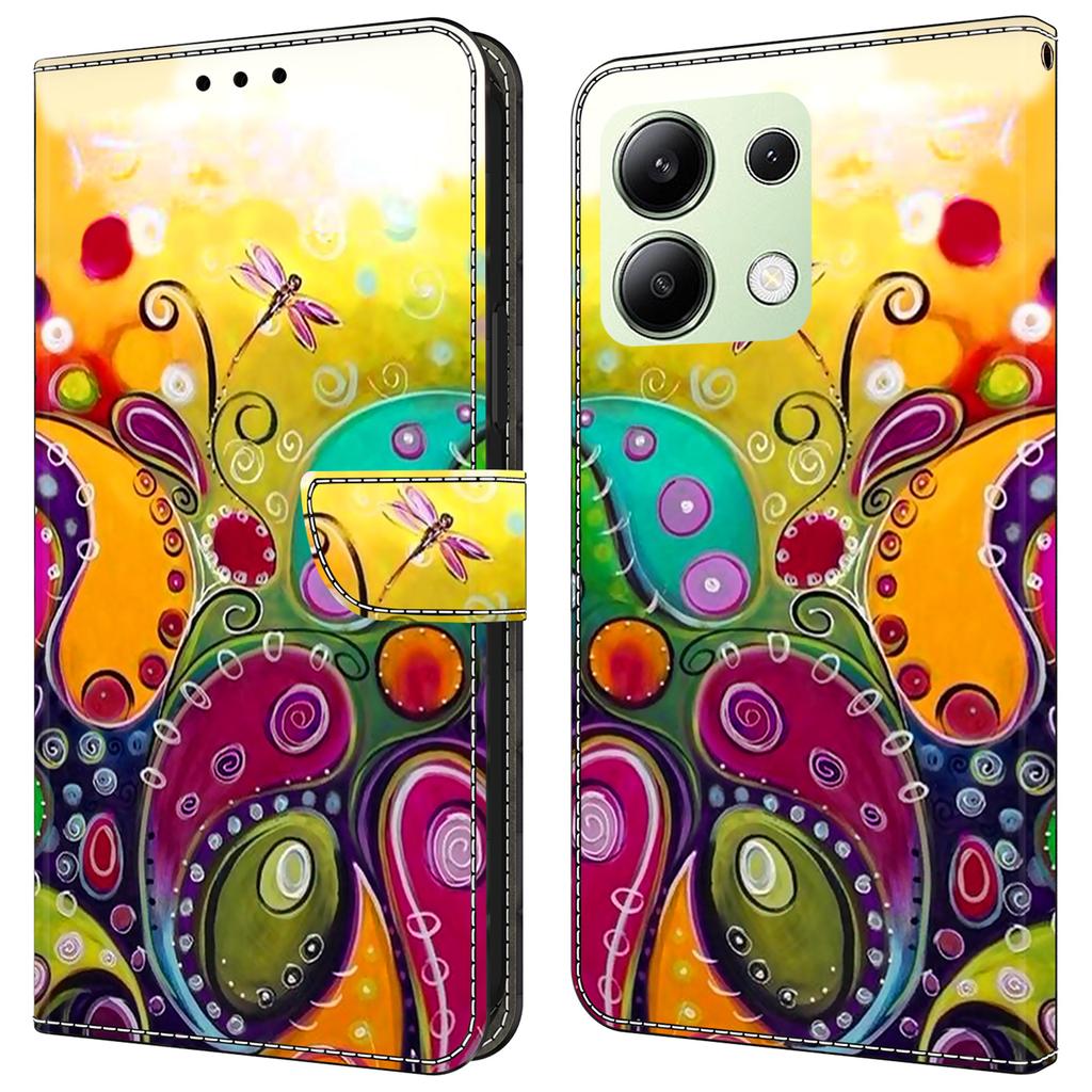 For Xiaomi Redmi Note 13 4G Leather Case Printed Pattern Wallet Stand Phone Cover