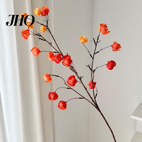 Wartungsfreie Künstliche Blumen Chinesische Laternenstiele Realistisch Orange Falscher Koelreuteria Zweig 31,5 Zoll Blume Hoch Kunstseide für Vase Bauernhaus