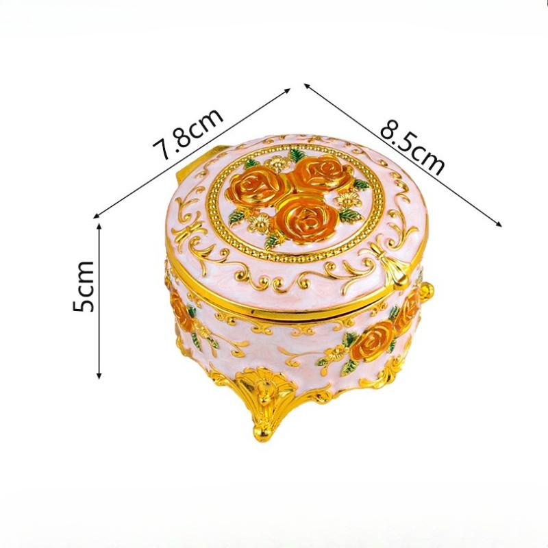 Europäische Rose Runde Schmuckschatulle Vintage Zuhause Emaille Schminktisch Metall Aufbewahrungsbox