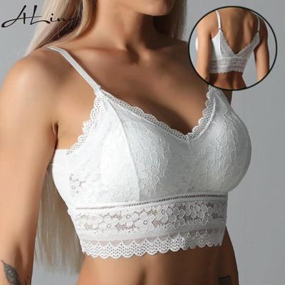 Dámske čipkované podprsenky Top Pohodlné Bralette Jednofarebné Pridať vložku Spodná bielizeň Krása Zadná bielizeň Sexy vesta Dámska bezdrôtová podprsenka