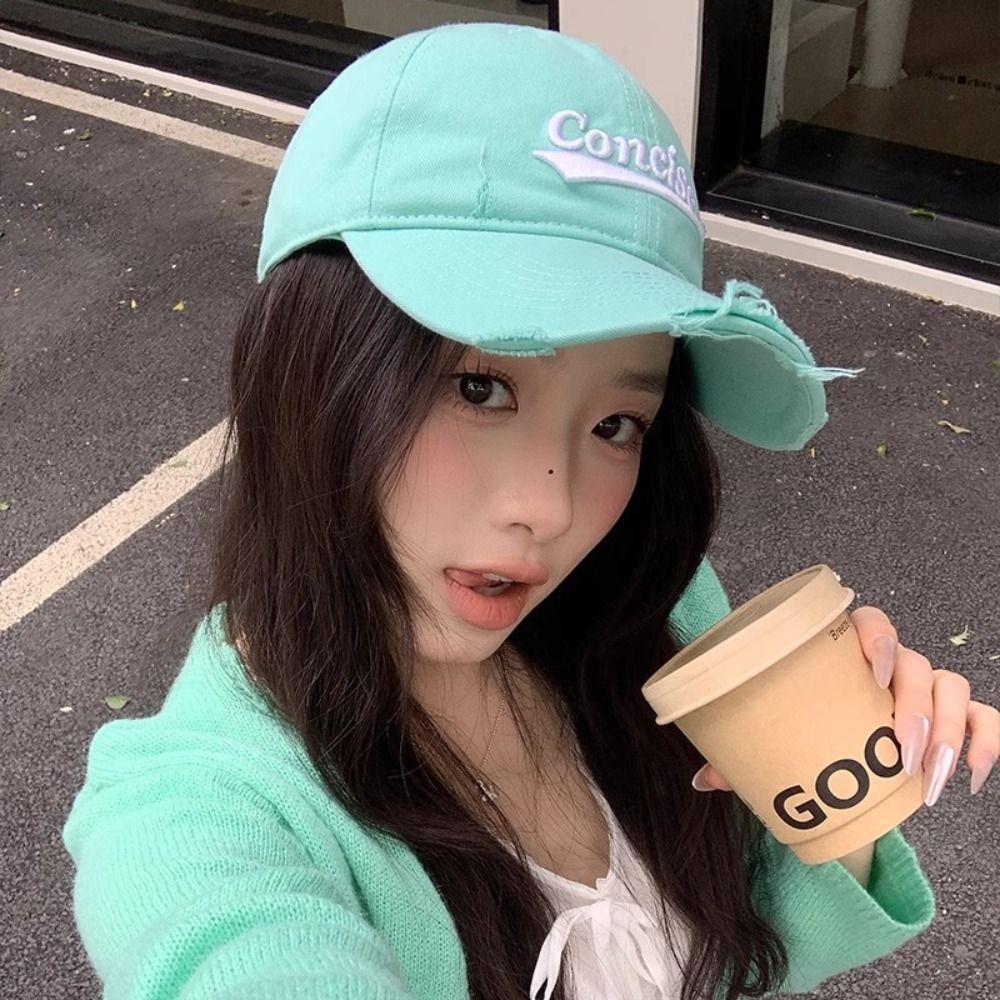 Embroidery Letter Baseball Hat Korean Snapback Cap Casual Holes Peaked Cap  Outdoor