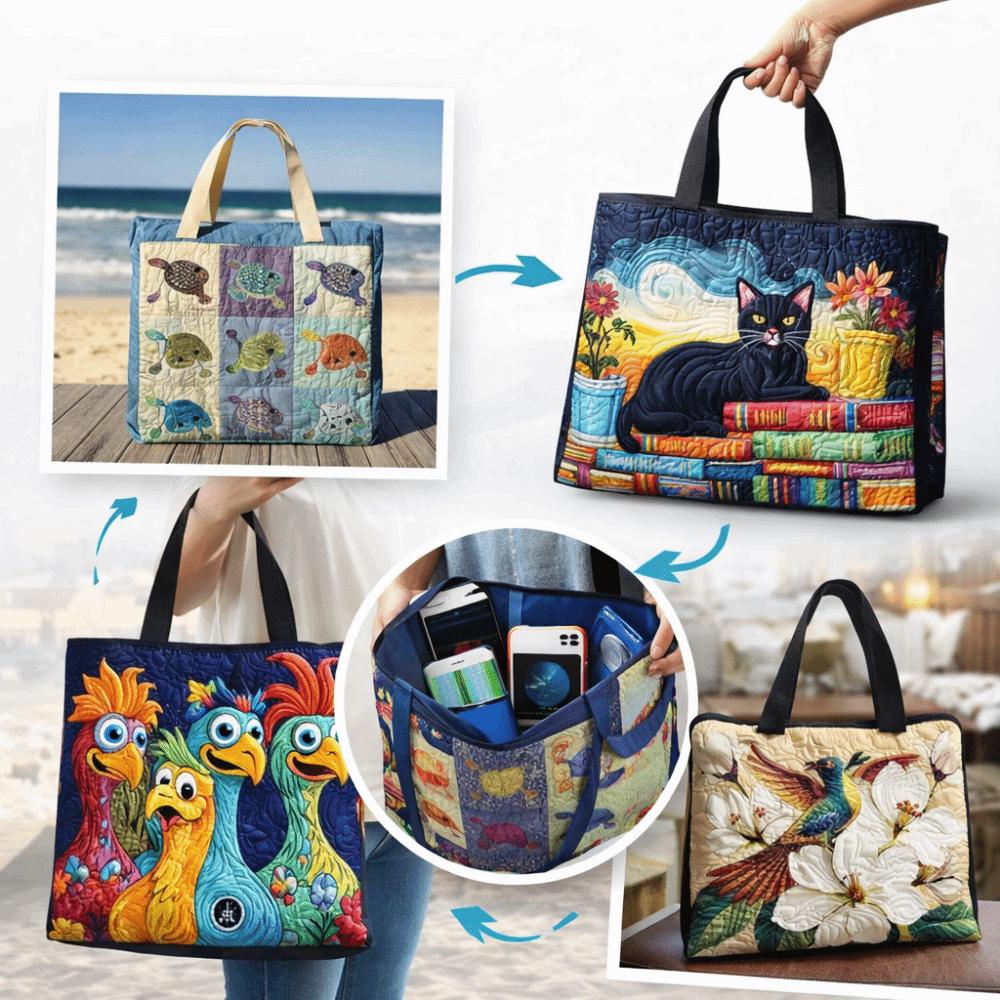 Vintage Damen Stepp-Tragetasche Leichte 3D-Druckmuster Reise-Handtasche Große Kapazität Baumwoll-Einkaufstasche Dame Mädchen