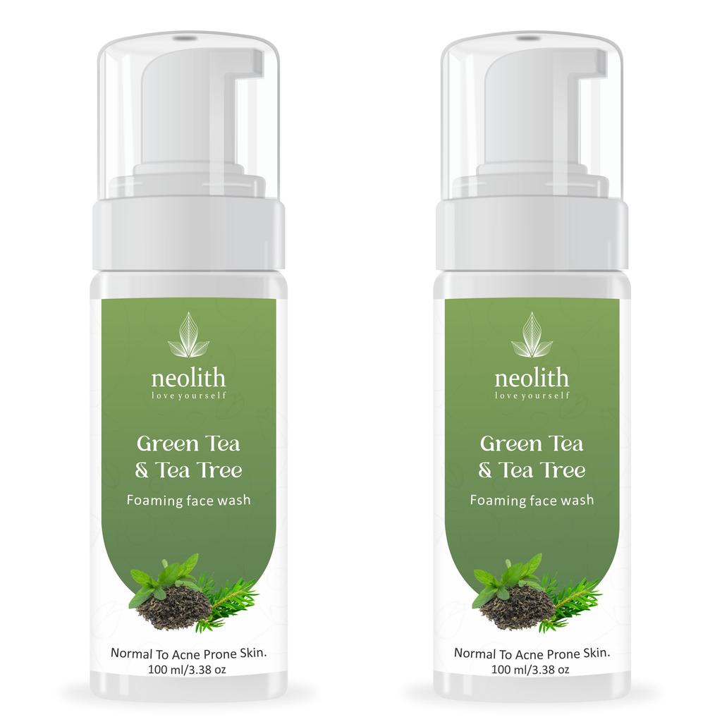 Neolith Schäumende Gesichtsreinigung mit grünem Tee und Teebaumöl || Akne-Kontrolle, Hautverjüngung, Ölkontrolle || 100 ml