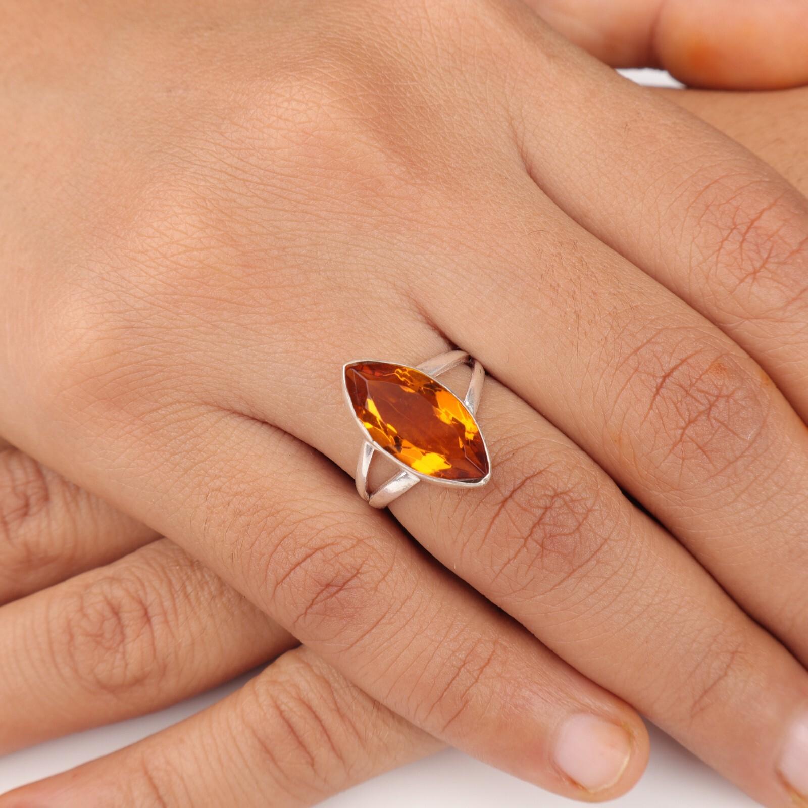 

Желтый цитрин драгоценный камень 925 проба серебро ручная работа ювелирное изделие кольцо-заявление для нее RR-23-1 9