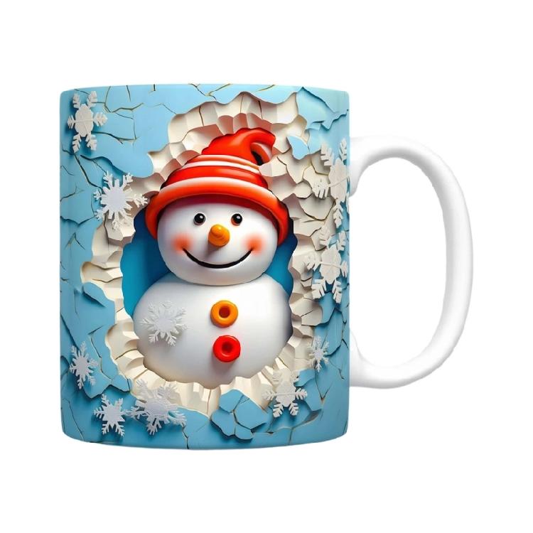 Festival Snowman Themed Ceramic Mugs Christmas Kitchenwares For Coffee Teas Dishwasher Friendly Homes Use