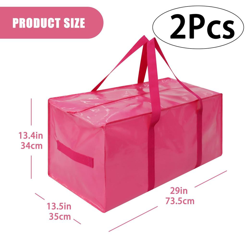 1 Pack Large Storage Foldable Bag Waterproof Moving Organizer Bag Zipper Reinforced Handles for Clothes Camping Travel Supplies