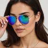 Elegant Metal Frame Pilot Sun Glasses Shatterproof PC Lens UV400 Sunproof Glasses For Women Men Driving And Cycling