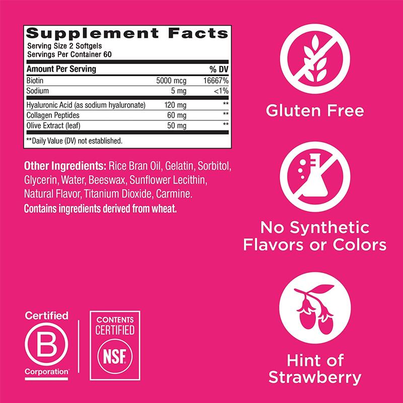 Capsule di peptidi di collagene, contenenti biotina ed estratti vitaminici, supporto immunitario, adatte sia per uomini che per donne.
