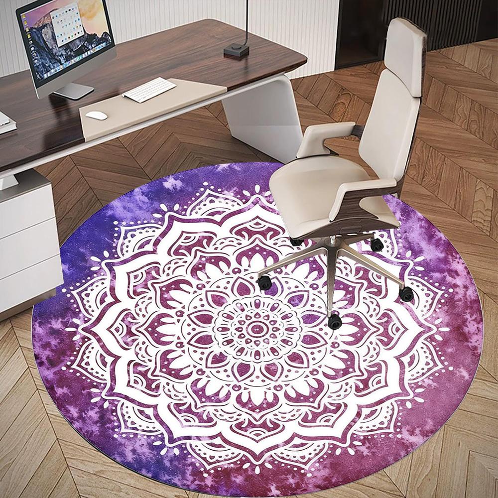 1pc Mandala Tie-dye Round Chair mat office Area Rug - Non-Slip, Floor Mat for Office, Bedroom, Ideal home decor gift p0105095