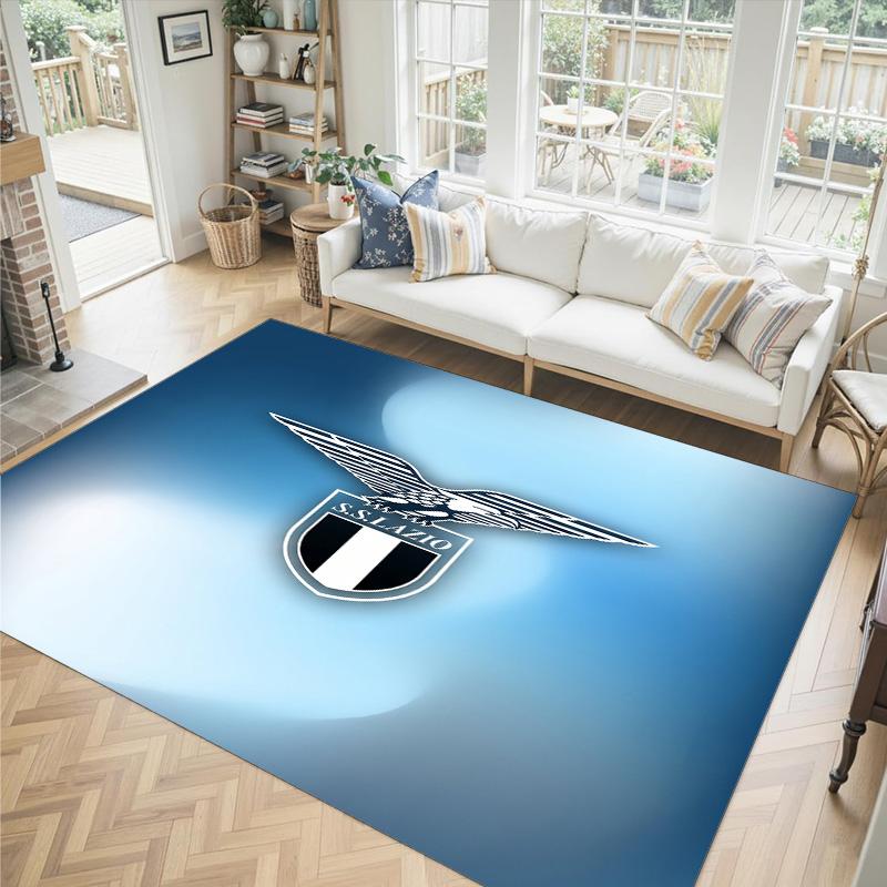 Lazio FC Design Kristall Samt Teppich Gemütlich Kein?Rutschfester Teppich mit Aufdruck für Schlafzimmer Wohnzimmer Eingang