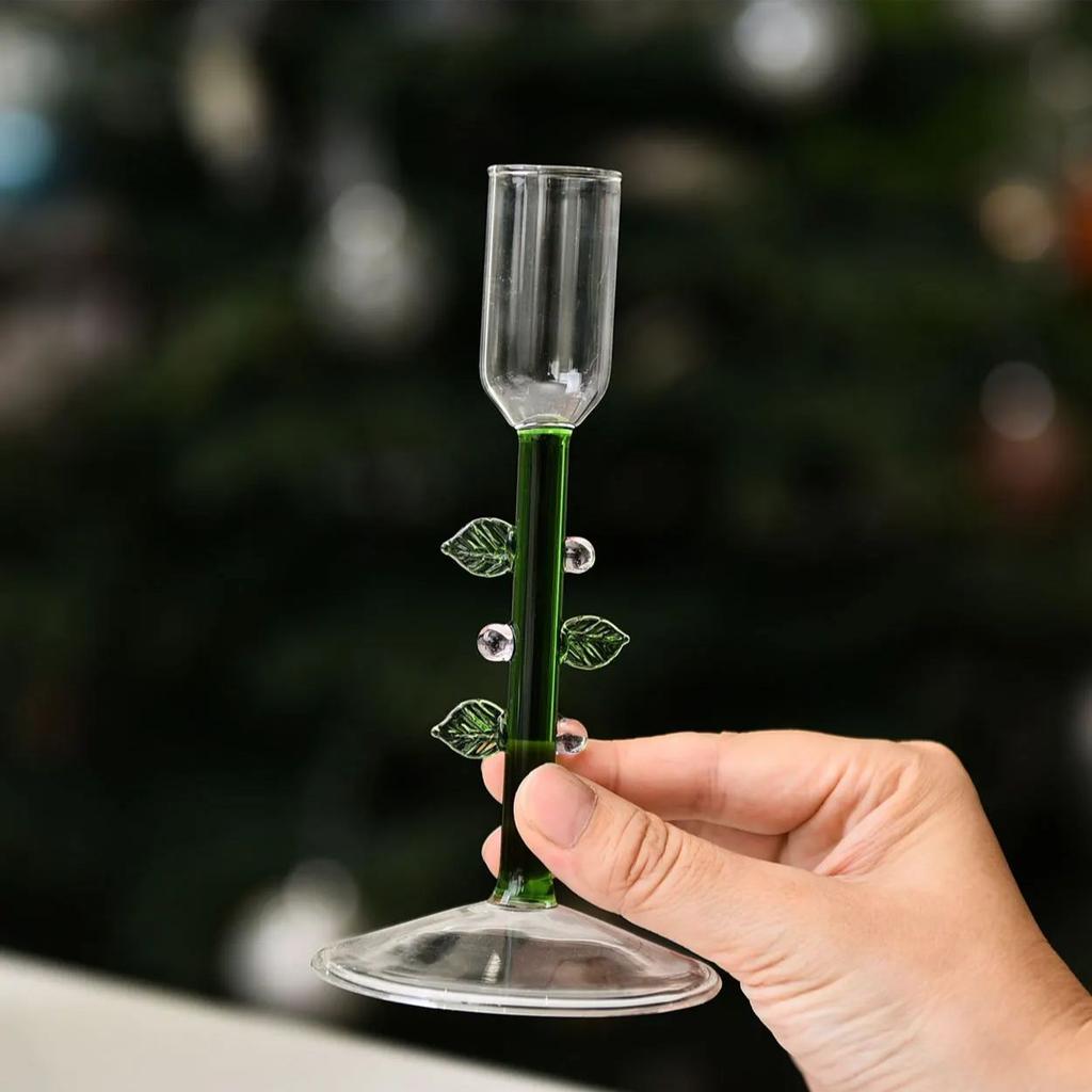 Nordic Christmas Trees Candle Stick Holder Tabletop Glass Borosilicate Candle Holders for Party Birthday Home Decor