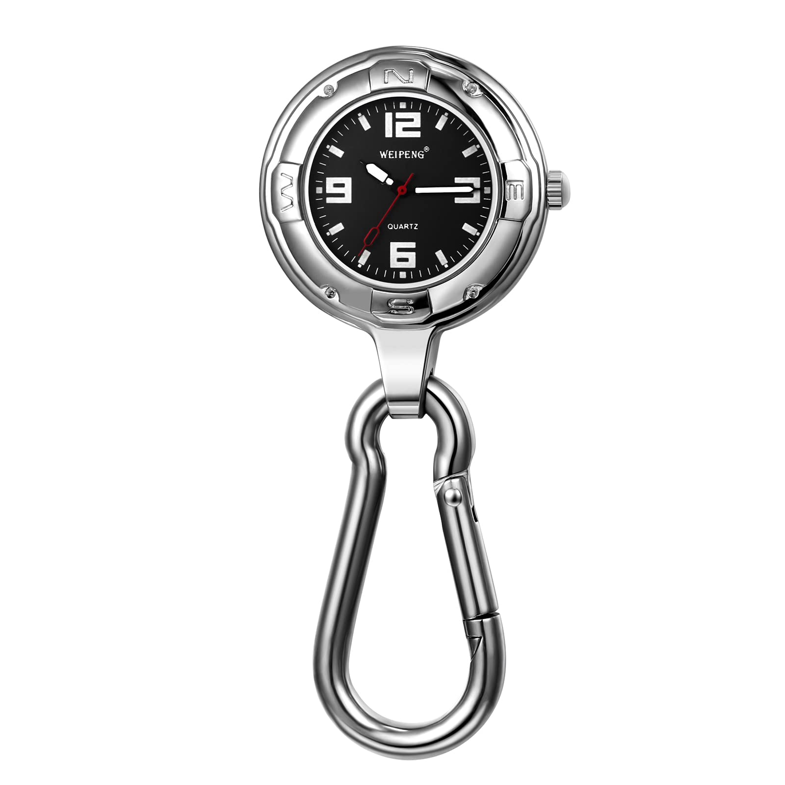 Clip-on Analog Watch Keychain Watch Carabiner Watch Waterproof Hiking Bag Holder Men s Women s Silver Black Fashion Accessory