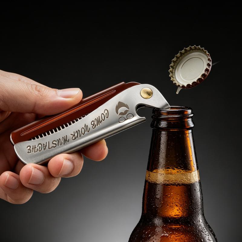 Multifuncional Folding Comb Men Beard Styling Combs Anti Static Portable Mustache Comb Multifunctional Hairdressing Tools