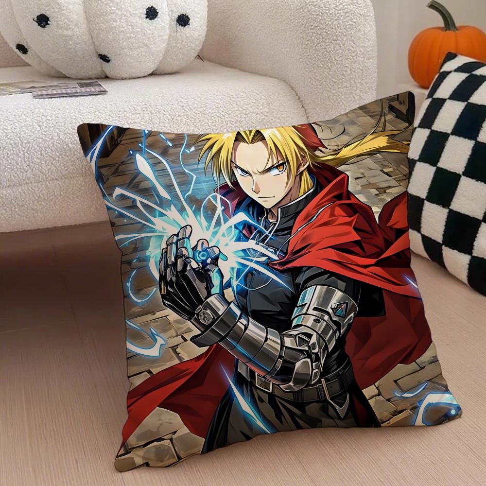 FFullmetal Alchemist Brotherhoo Cushion Cover Linen Pillow Case Soft Breathable Protective Couch Room Decoration