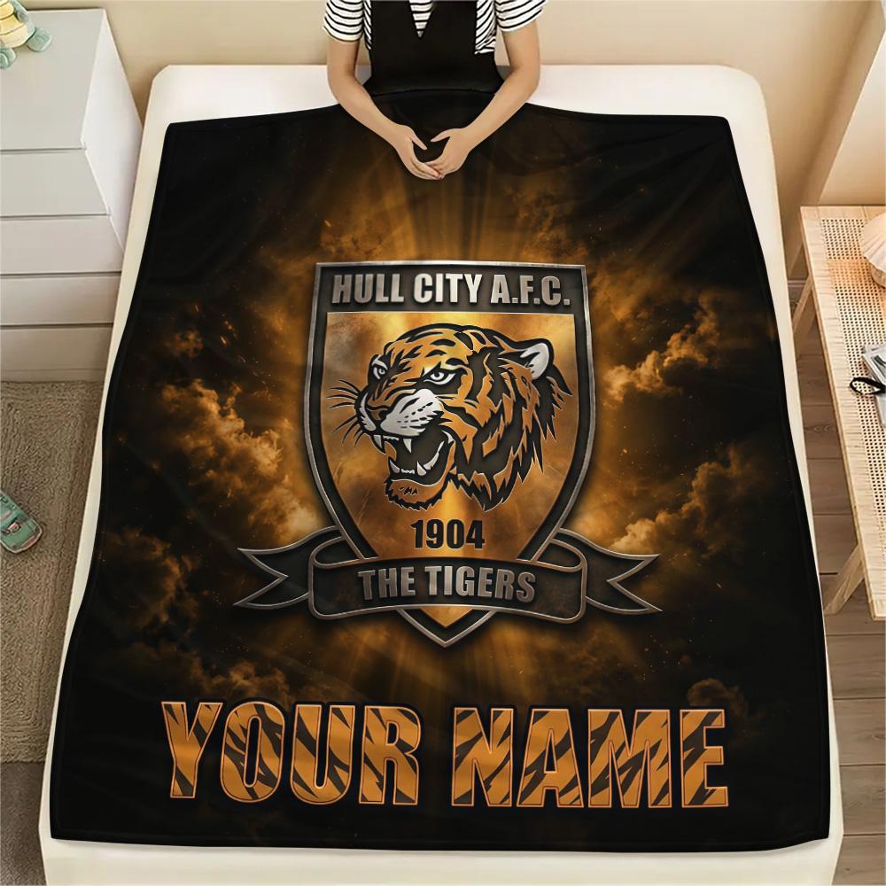 Custom Name Hull City2 Flannel Blanket, High quality Comfortable for All Seasons, Home Decor, Warmth and Comfort
