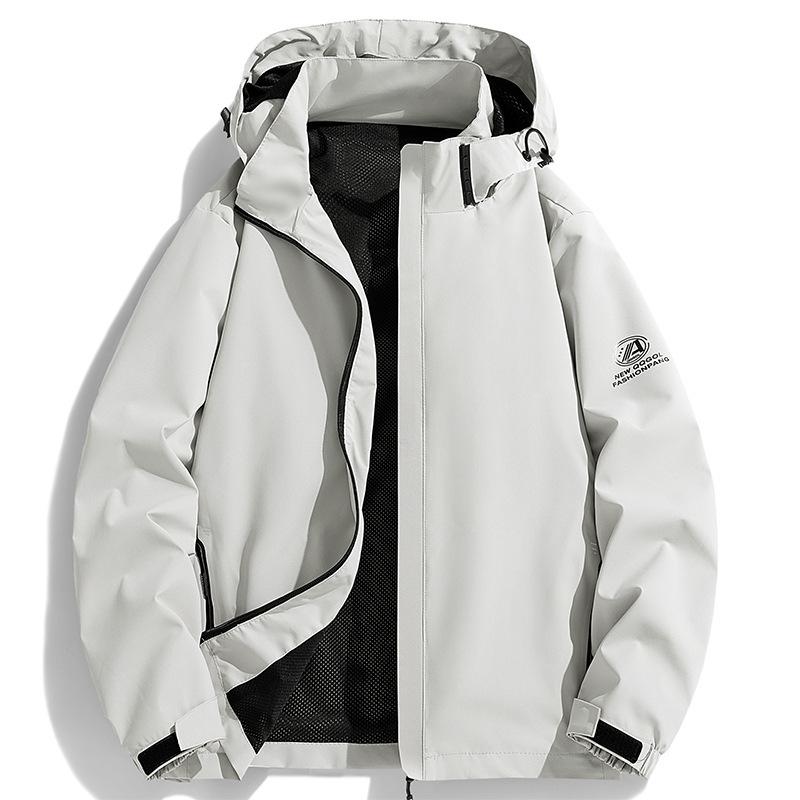 Νέο Ανδρικό Αθλητικό και Καθημερινό Μπουφάν Μπουφάν για Φθινόπωρο και Χειμώνα, Υπαίθρια Ορειβασία, Αντιανεμικό, Μοντέρνο Μονόχρωμο και Ευέλικτο