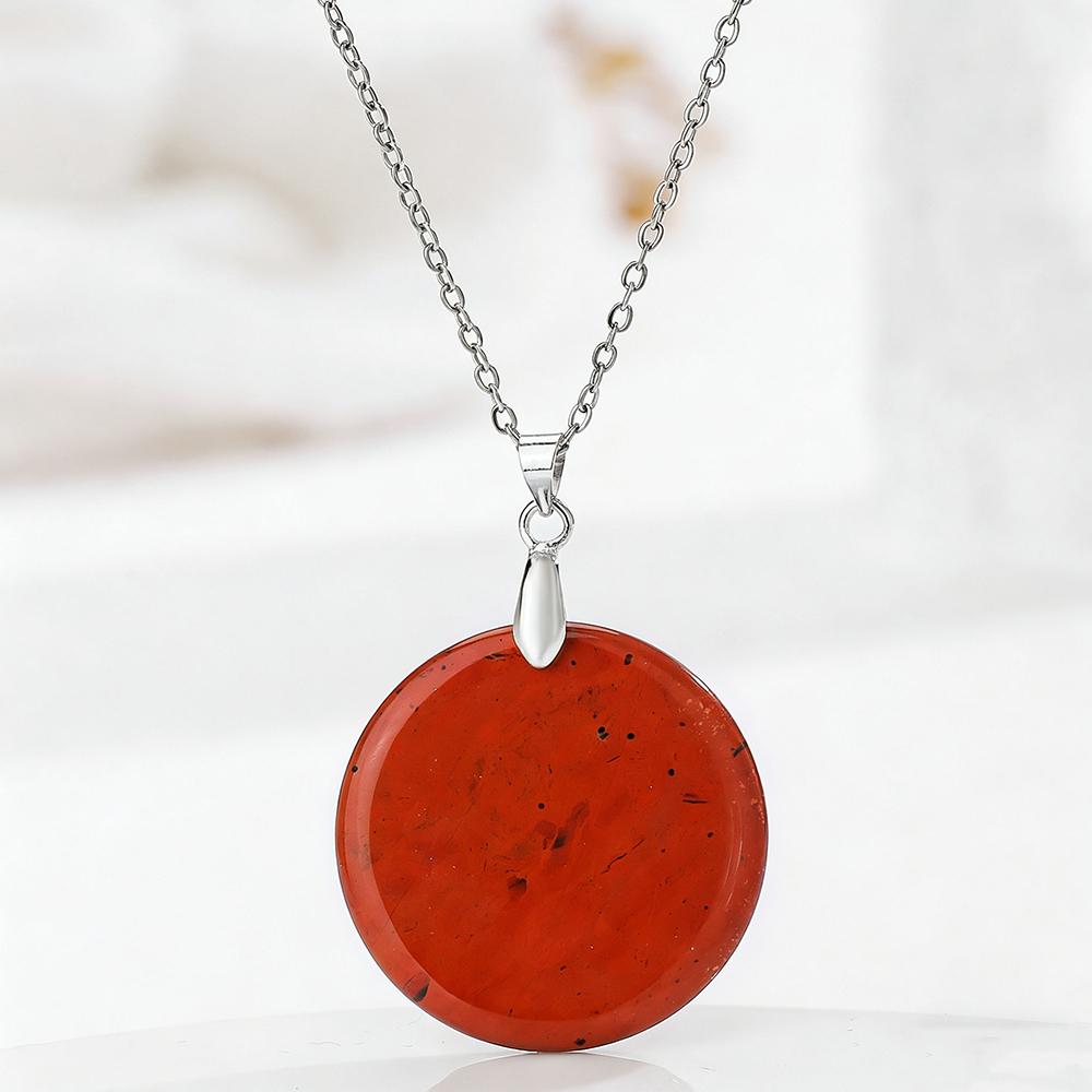 

Round Slice Stone Pendent Necklace Natural Tiger Eye Lapis Lazuli Stone Chain Necklace Exquisite Jewelry Gift For Women