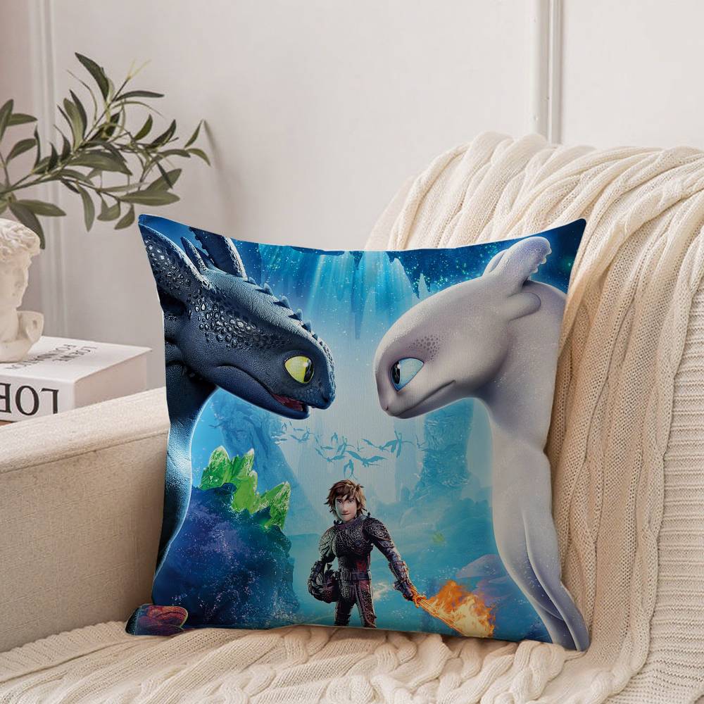 Housse de coussin anime Dragon T-Toothless Décoration d'intérieur Jeté pour canapé, lit, voiture Décoration de chambre Idée cadeau