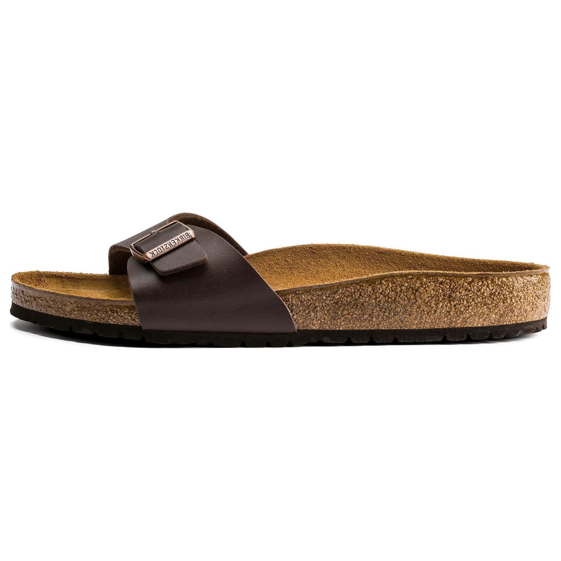 Birkenstock Synthetic Leather Slide Slippers Unisex Dark Brown Narrow 0040393 38