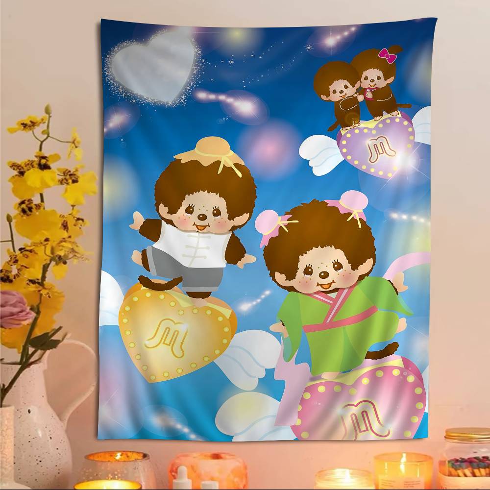 Cute Mmonchhichiss Anime Tapestry Hippie Flower Wall Carpets Dorm Decor Cheap Hippie Wall Hanging