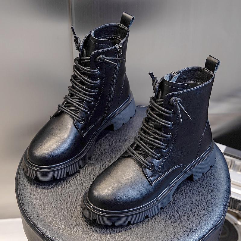 Женские элегантные ботильоны на меху, женская обувь, женские туфли на платформе, каблуке, ботинки 40 чёрный