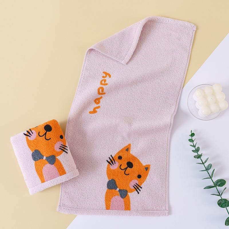 1Pc 25x50cm 100% Cotton Cartoon Lovely Cat Printed Children Kids Baby Gift Home Bathroom Hand Face Towel