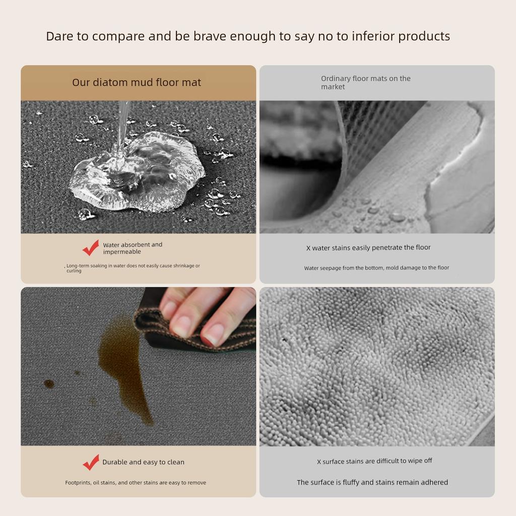 Bathroom Floor Mat for Wealth and Prosperity, Absorbent Non-Slip Foot Mat for Toilet and Bathroom Entrance, Diatomaceous Earth Soft Mat for Entryway