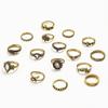 Europe and The United States New Ring Retro Exaggerated Hollow Carved Snake-shaped Feather Gem 16-piece Combination Ring Foreign Trade