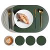 Nordic Style Dubbelzijdige Rundleer Placemat - Waterdichte & Oliebestendige Ovale Isolatiemat