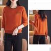 Round-neck Sweater Women's Long-sleeved Knitted Sweater Solid-color Top Loose and Warm Knitted Sweater with Pullover Underneath