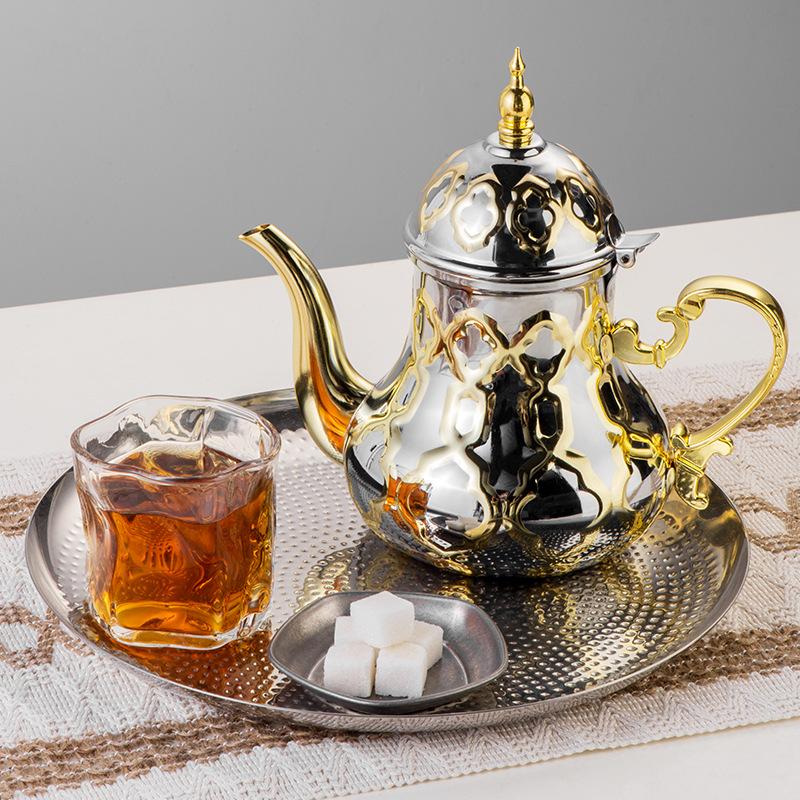 1.4L Stainless Steel Middle East Teapot Arabic Coffee Pot Kettle Golden Silver Tea Pot Mocha Pot Coffee Server