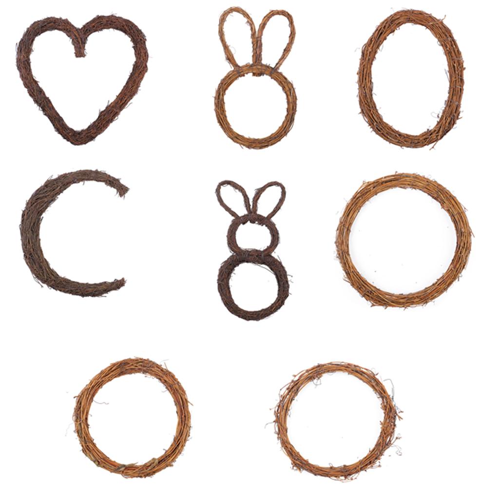 Natural Rattan Wreath Frame Dispaly For DIY Projects Rustic Style Vine Hoop For Front Door Or Wall Decoration