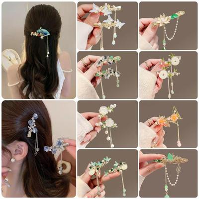 Eleganter Hanfu Schmetterlings-Haarclip mit Quastenakzent – Exquisites chinesisches Seiten-Haarspangen
