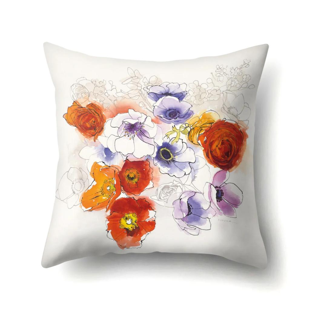 Home Decoration Living Room Sofa Pillowcase Garden  Oil Painting  Cushion Cover Polyester Pillow 45x45cm