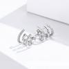 Sterling Silver Earrings Three-layer Twisted Silver Earrings Zircon Earrings