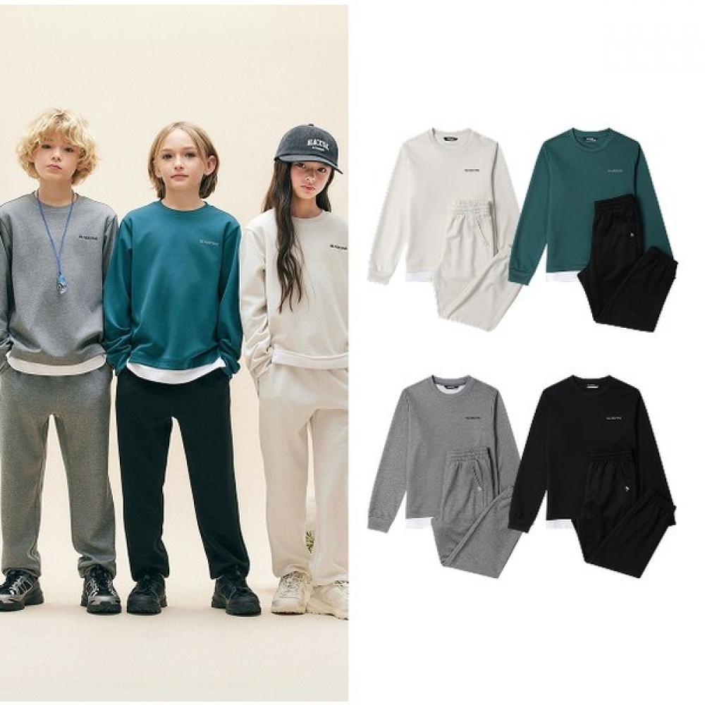 Blackyak Kids Polynet Layered Long Sleeve Sweatshirt + Jogger Pants BLACK/120