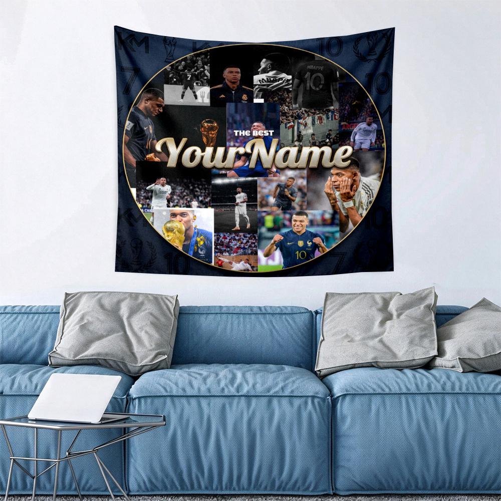 Mbappe Custom Your Name Wall Decor Tapestry Art For Pet Memorial Birthday Wedding Party Backdrop Family Gift