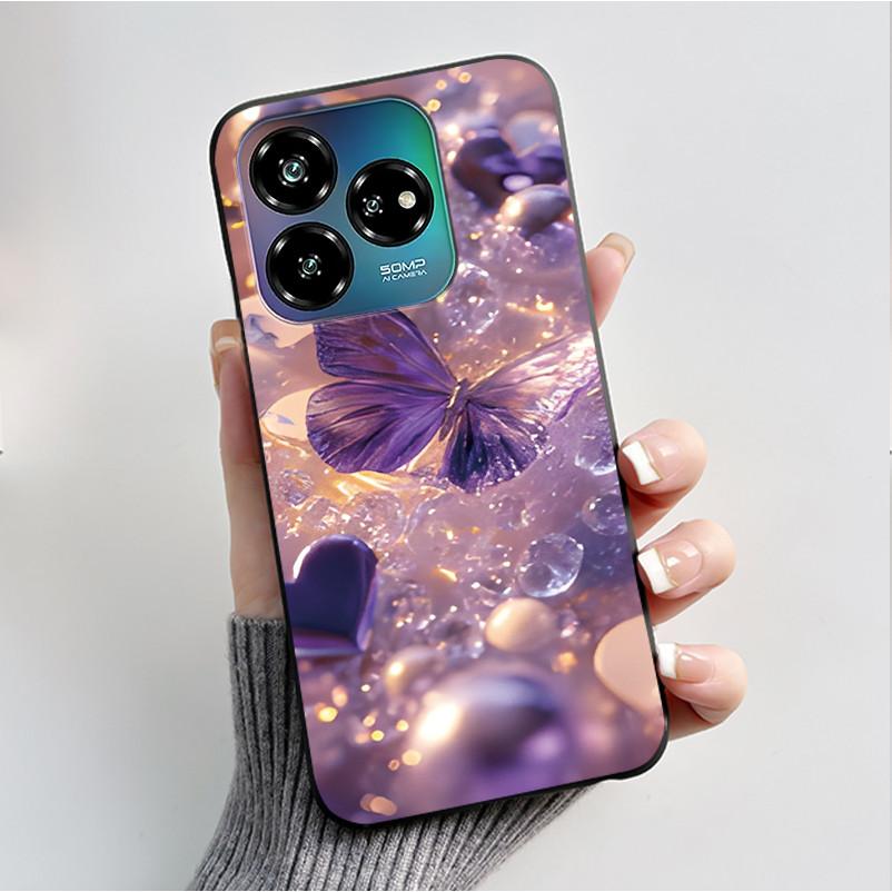 Case For ZTE Blade V60 Design 4G/Blade V60 Vita/Nubia V60 Design/Axon 60 Lite Soft Silicone Black Cover Cute Flower Cartoon Case