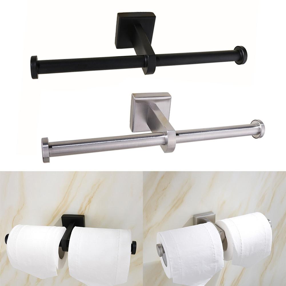 Paper Holder Toilet Roll Holder 304 Stainless Steel Black/silver Creative Dual-purpose Paper Rack Toilet Paper Holder