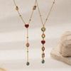 Women's Pendant Necklace Stainless Steel Colorful Zircon Waterproof Non-fading Chains Charms Necklace for Gift