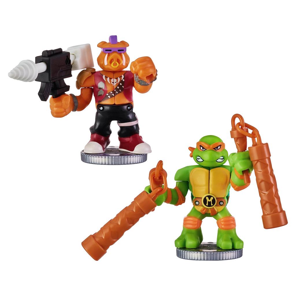 Akedo Legends of Teenage Mutant Ninja Turtles Mini Battle Warriors Versus Pack: Michelangelo vs. Bebop, Medium, 15243