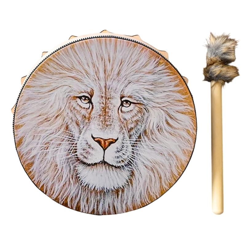 Unique Pattern Shaman Drum With Drumstick Siberian Drum Sound Healing Tool Home Ornament for Spiritual Music Meditation