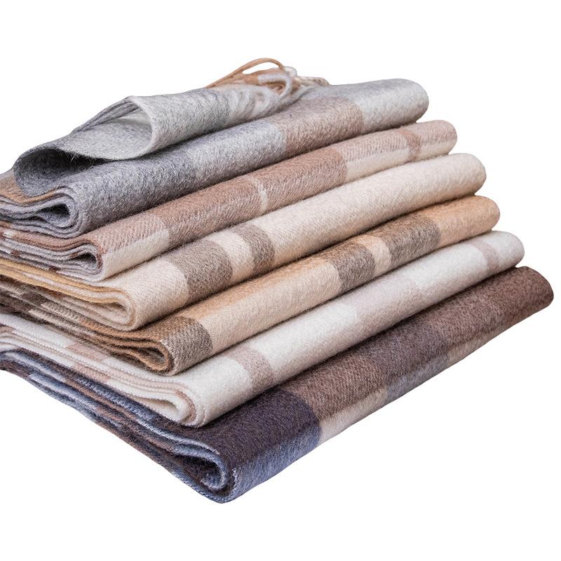 Maillard Plaid Double Sided Cashmere Scarf for Women Autumn and Winter Thickened Warm and Versatile Wool Scarf for Men