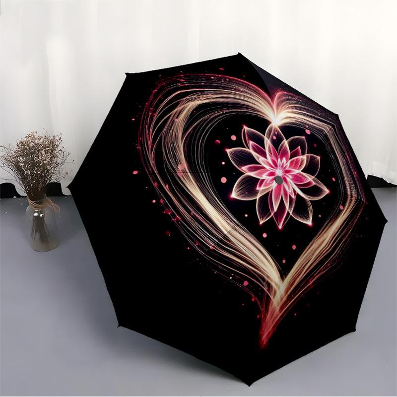 1pc Heart Bloom Automatic Folding Umbrella - Compact 8-Rib Design, Durable Plastic & Iron, Lightweight for Outdoor Daily Use240