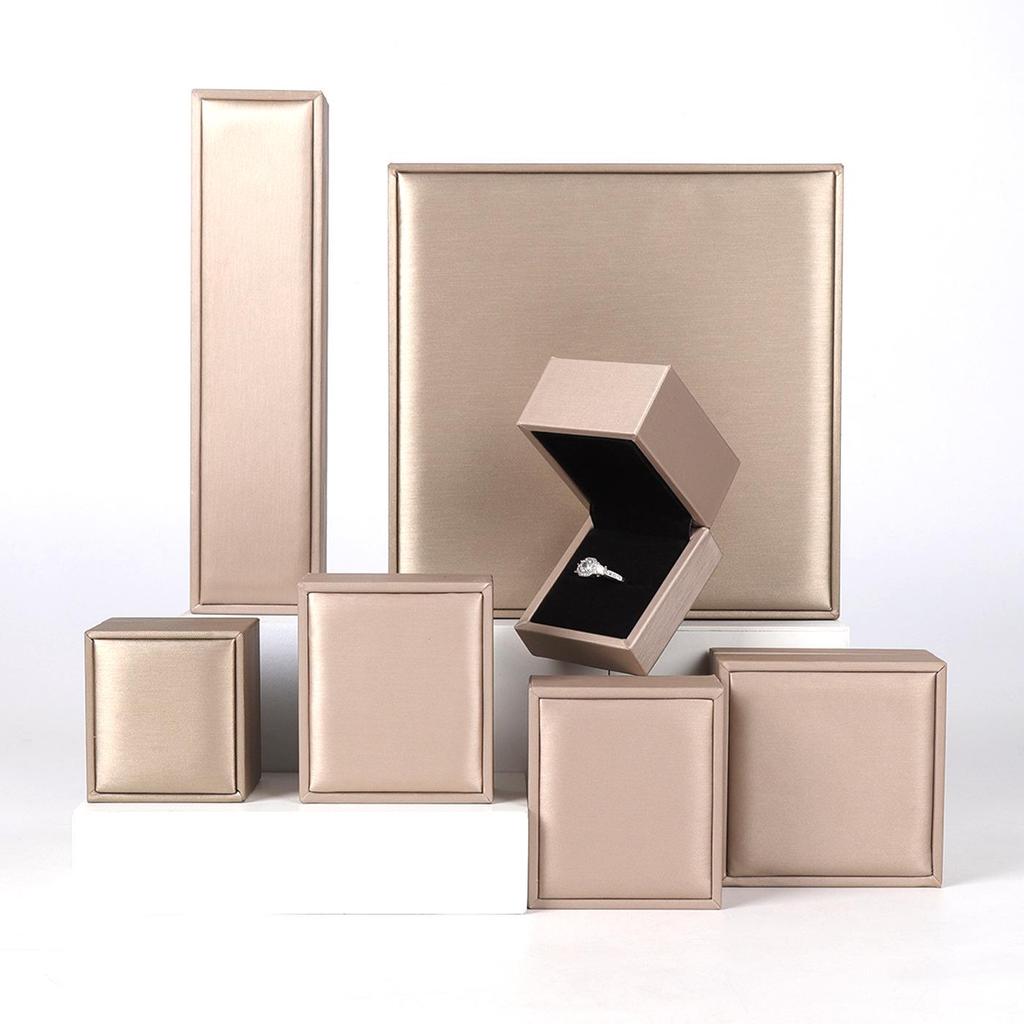 Silver Brushed Leather PU Jewelry Box for Rings, Pendants, Bracelets, Necklaces, and Accessories