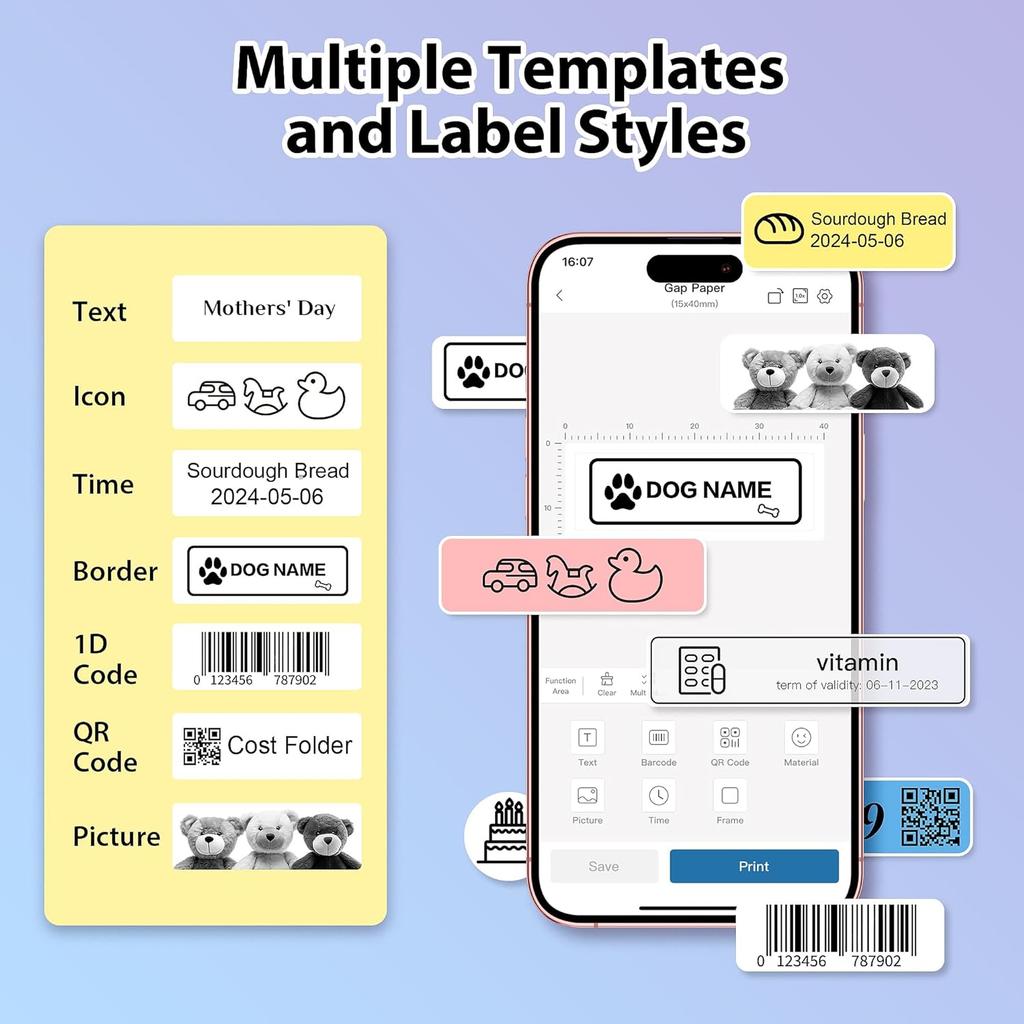 P21 Label Maker Tape Black On White 14x40mm (0.55"x1.57"), Adapted NELKO P21 Label Printer Paper Standard Laminated 180 Labels/Roll, White Tape Use