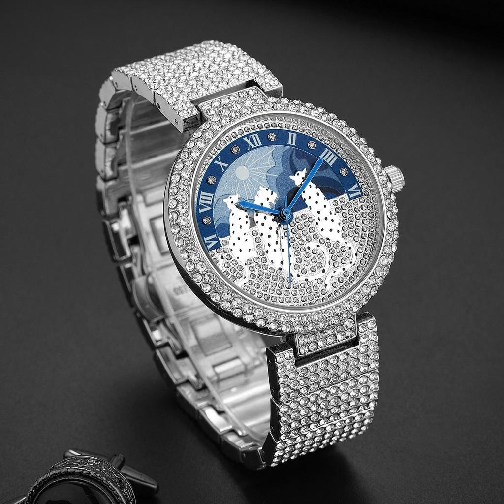 Golden Iced Brilliant Watches Men Luxury Steel Quartz Watch Fashion Leopard Hip Hop Diamond Wrist Watch Man Reloj Hombre