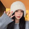Coarse knitted pineapple pattern wool hat, plain and versatile in autumn and winter, big head and small face, warm ear protection wool hat